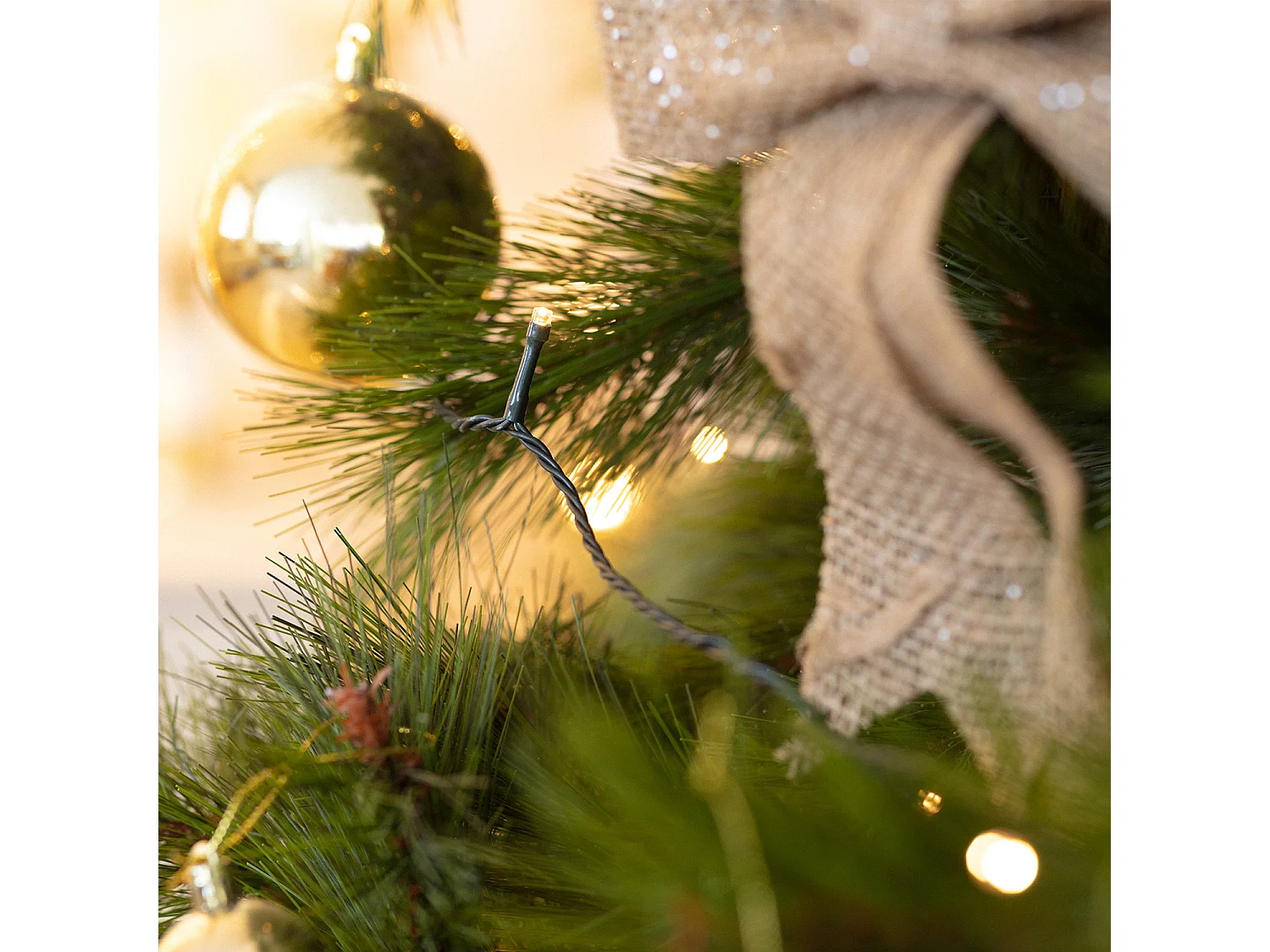 Guirlande LED Extérieure Solaire Câble 22m 3000K Blanc chaud