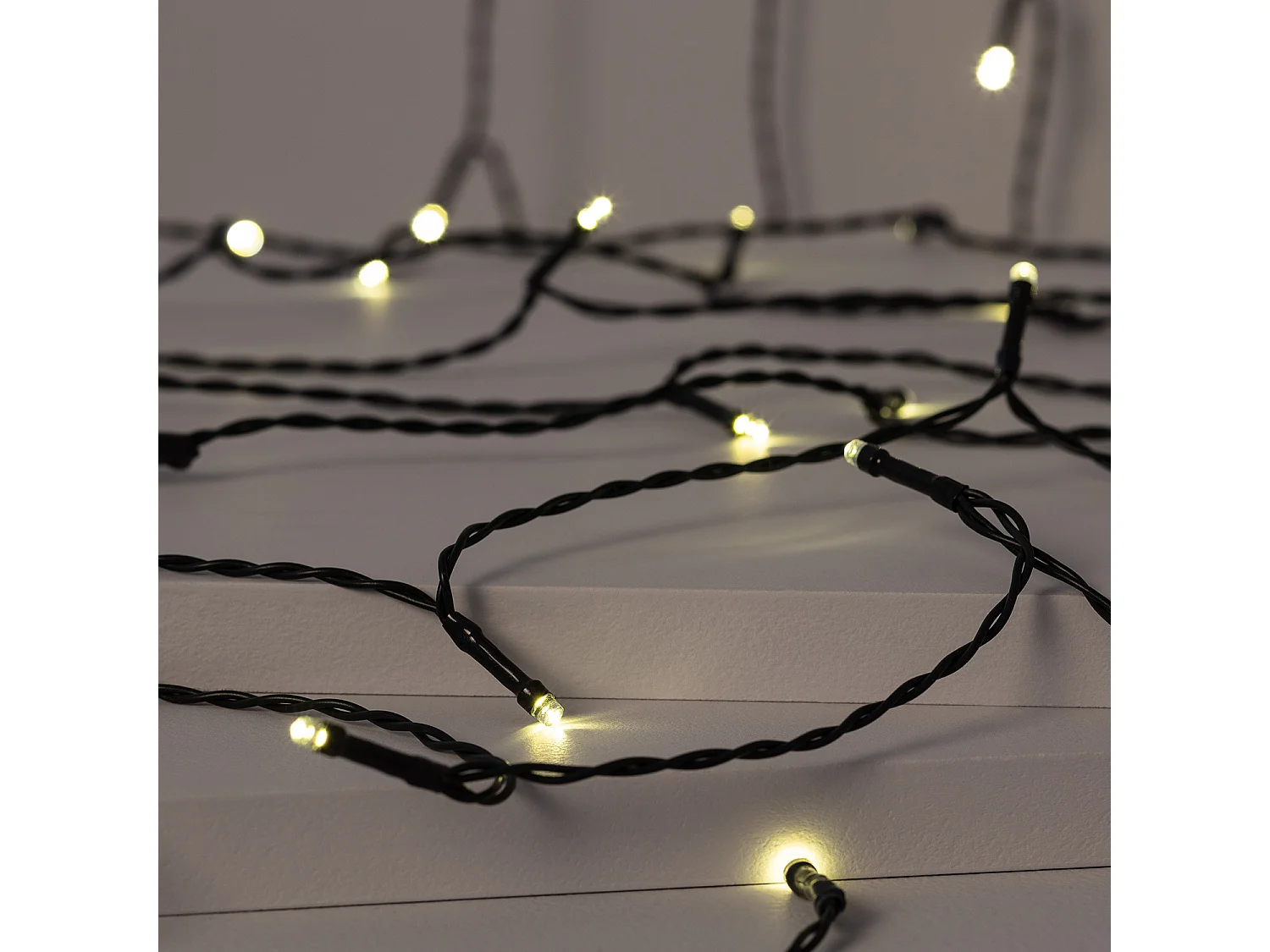 Guirlande LED Extérieure Solaire Câble 22m 3000K Blanc chaud