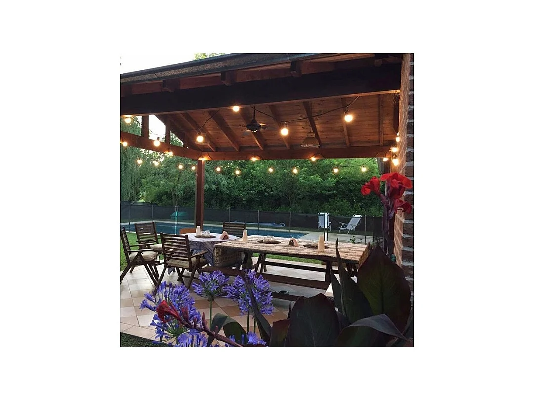 Kit Guirlande Waterproof 5.5m Blanche + 8 Ampoules LED E27 Filament 4W 4000K Blanc neutre