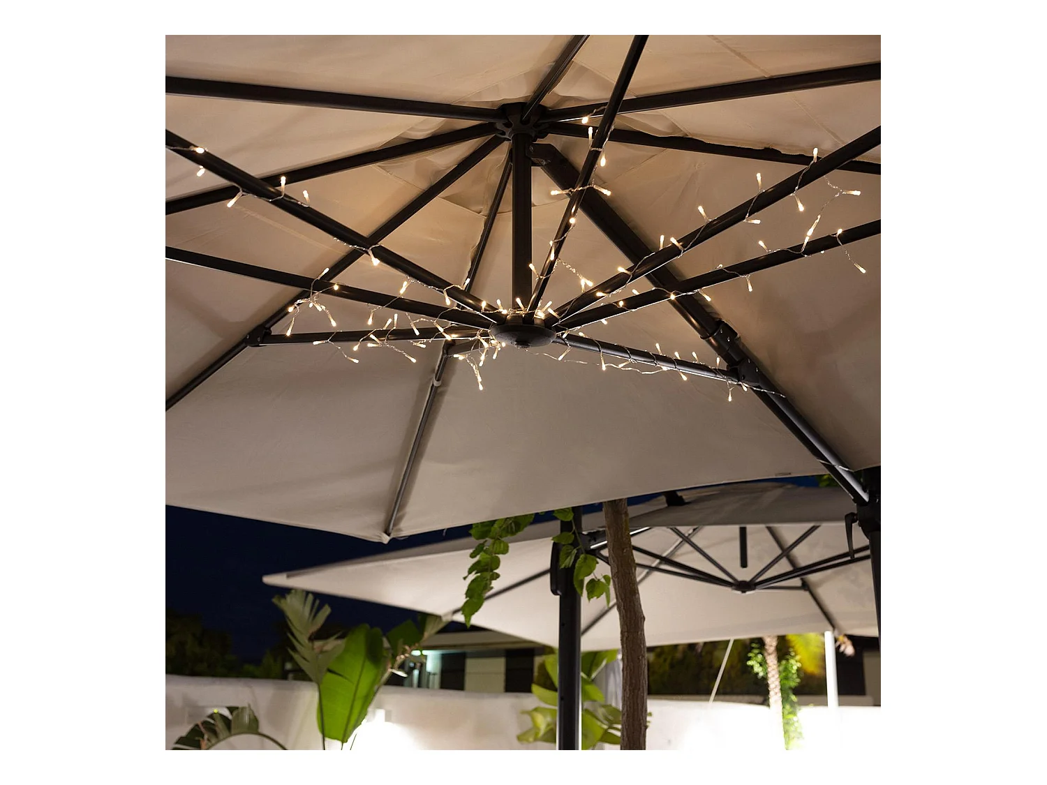 Guirlande LED à Piles pour Parasol 1m 3000K Blanc chaud