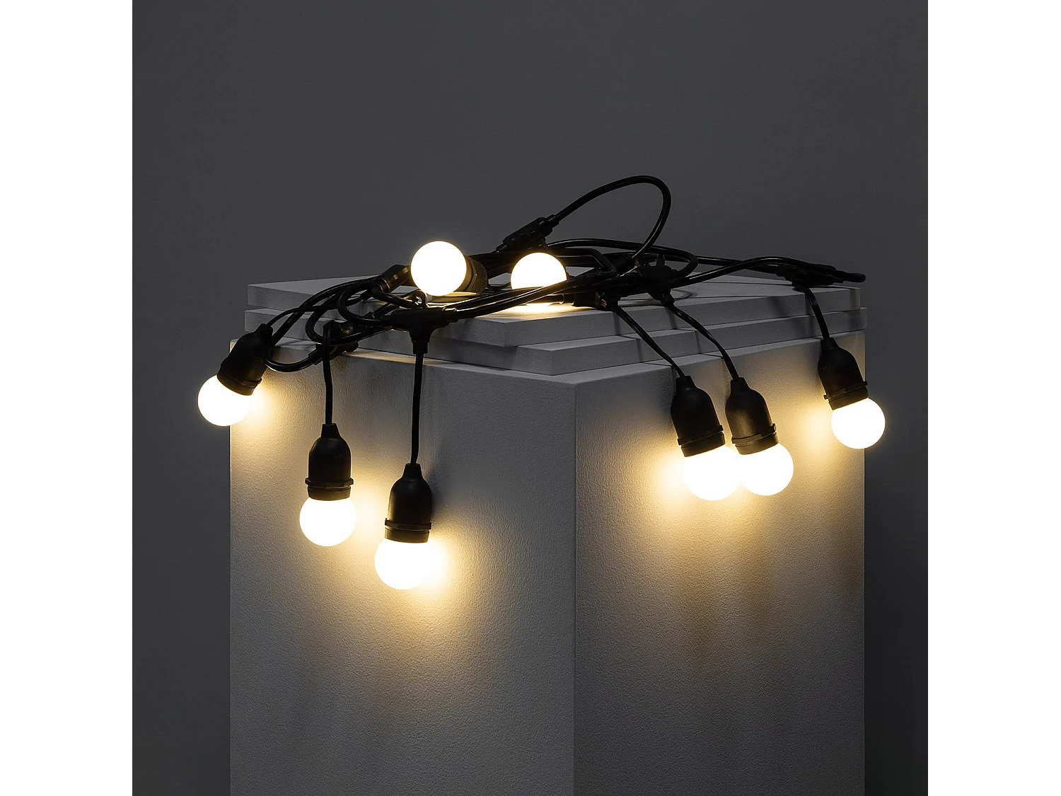 Guirnalda Exterior con Bombillas LED E27 5.5m IP65 Negro Blanco