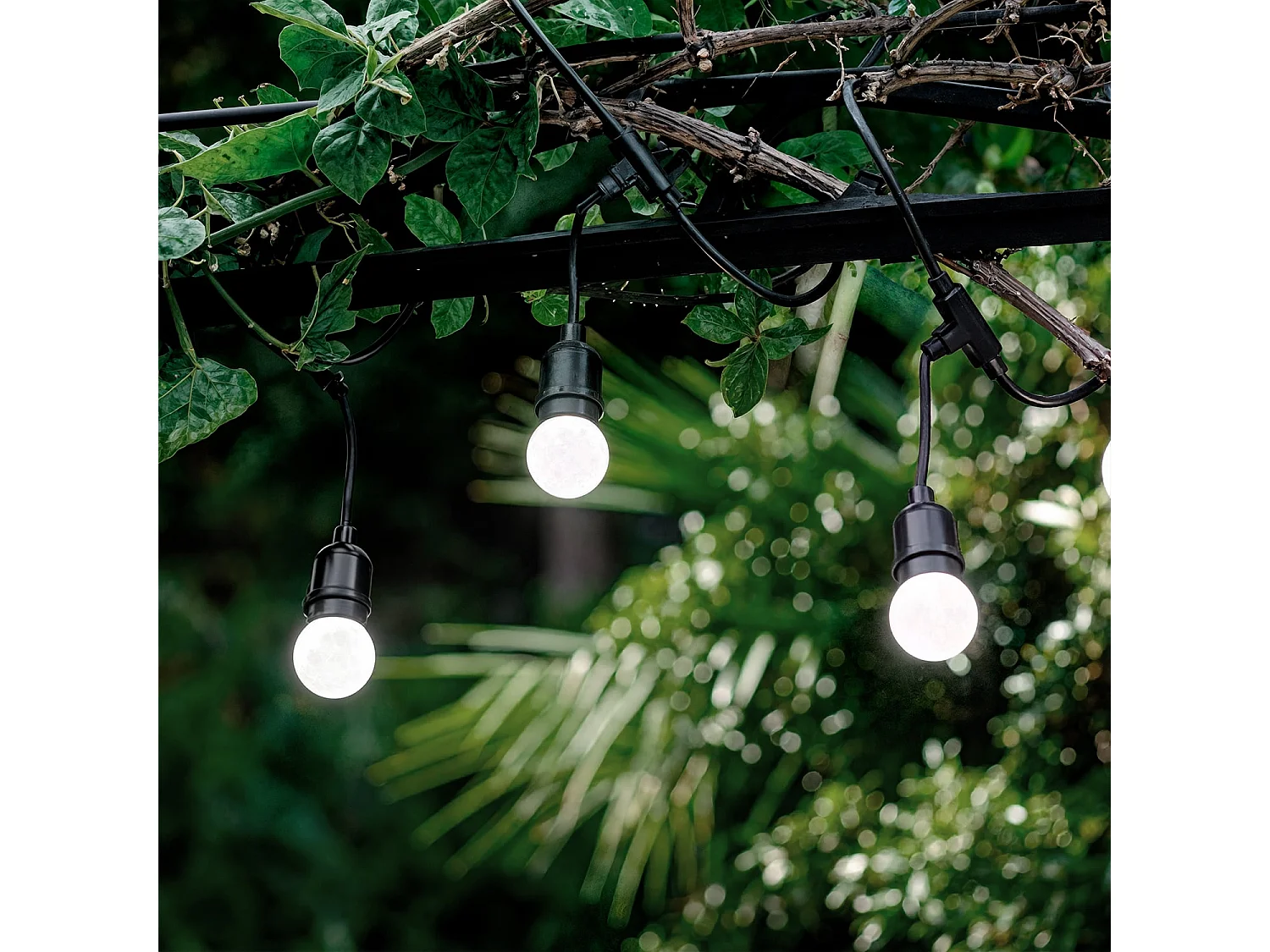 Guirnalda Exterior con Bombillas LED E27 5.5m IP65 Negro Blanco
