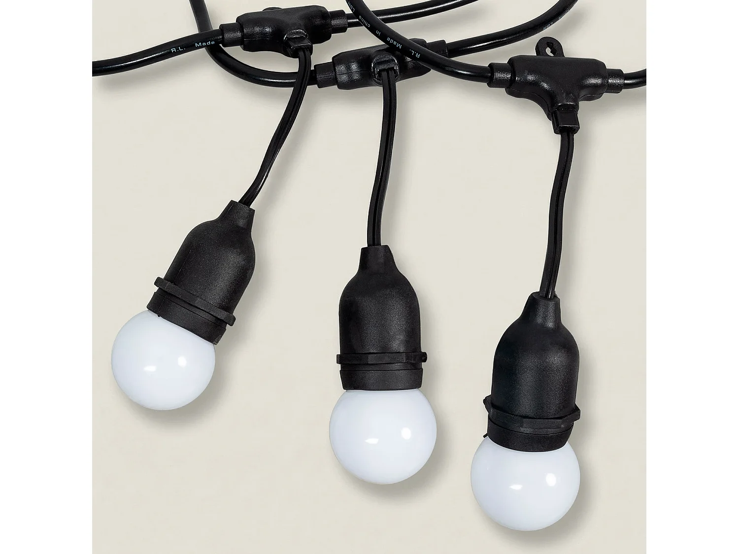 Guirnalda Exterior con Bombillas LED E27 5.5m IP65 Negro Blanco