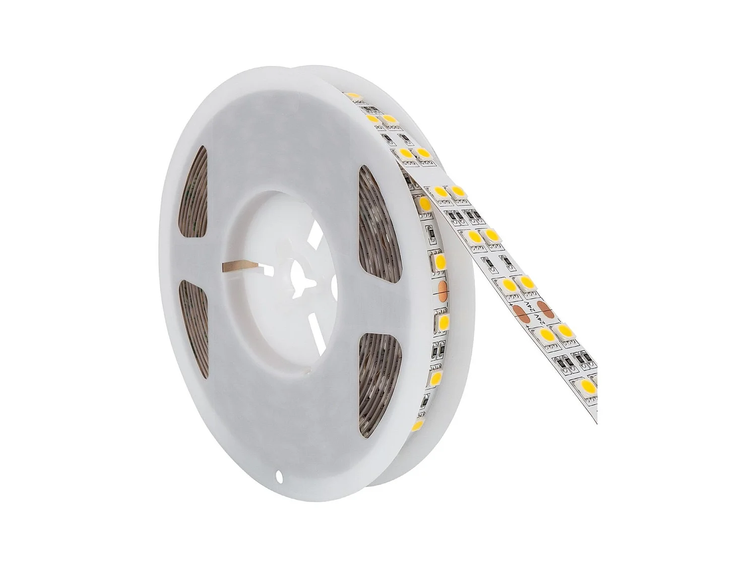 Tira LED 24V SMD 120 LED/m 5m 17W/m 2640lm/m Doble Ancho 15mm Corte 10cm IP20 3000K Blanco Cálido