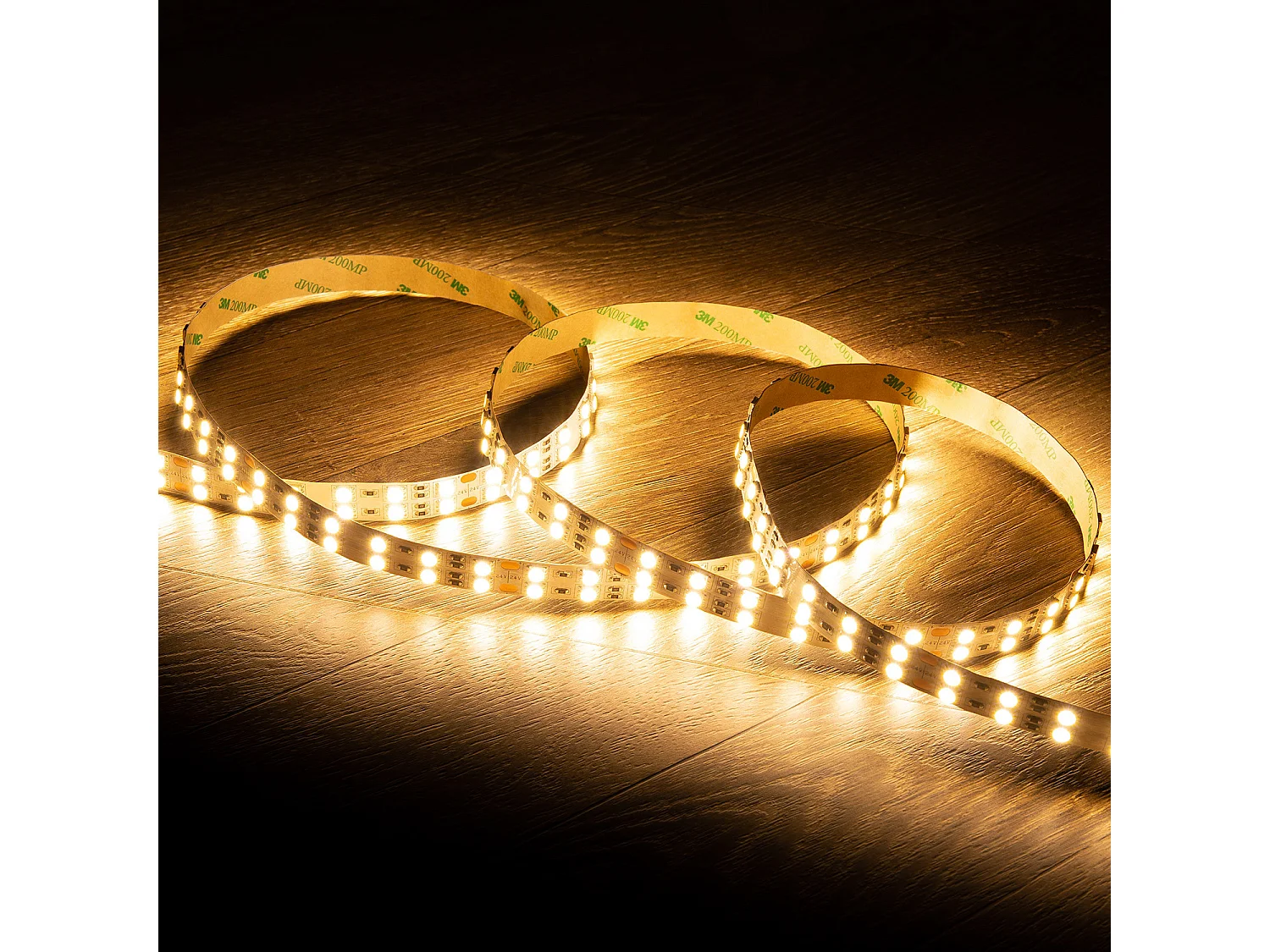 Ruban LED 24V SMD 120 LED/m 5m 17W/m 2640lm/m Double Largeur 15mm Coupe 10cm IP20 3000K Blanc chaud
