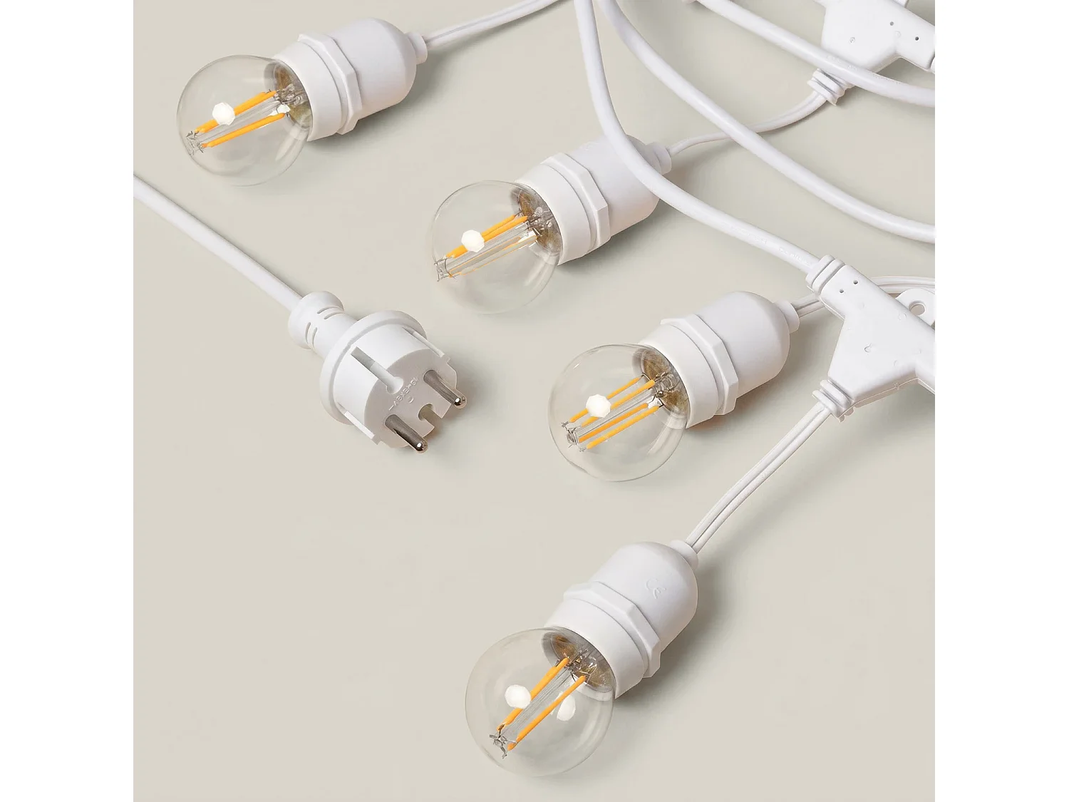 Guirnalda Exterior con Bombillas LED E27 Filamento 5.5m IP65 Blanco 2700K Blanco Cálido
