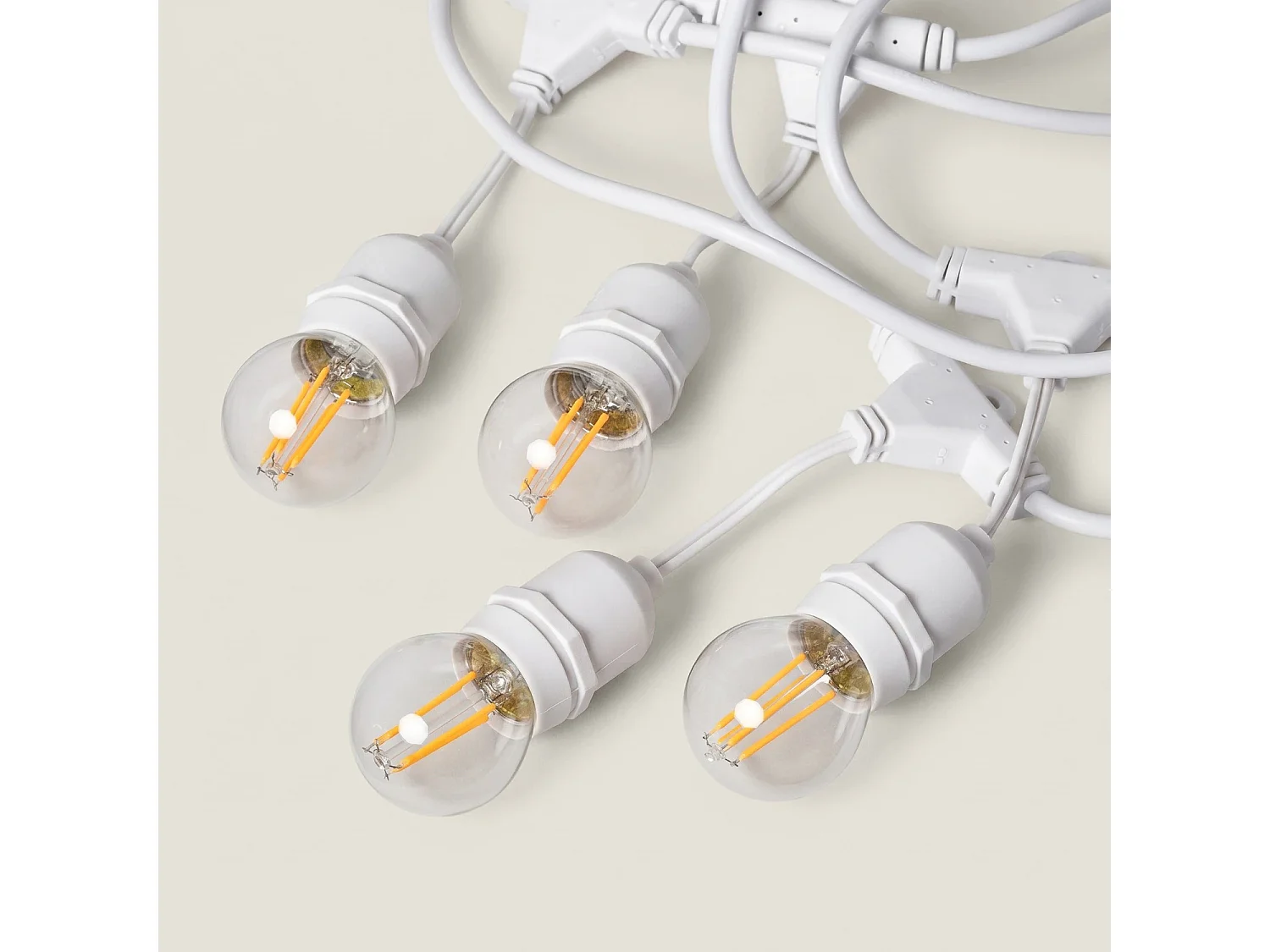 Guirnalda Exterior con Bombillas LED E27 Filamento 5.5m IP65 Blanco 2700K Blanco Cálido