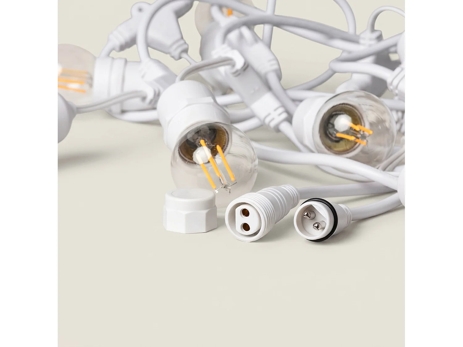 Guirnalda Exterior con Bombillas LED E27 Filamento 5.5m IP65 Blanco 2700K Blanco Cálido
