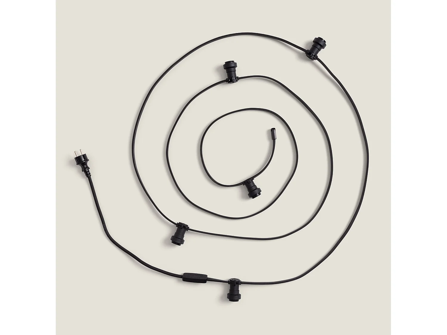 Guirnaldas para Exterior IP44 Cable Eléctrico Plano con Portalámparas E27 a Medida Negro 10 m