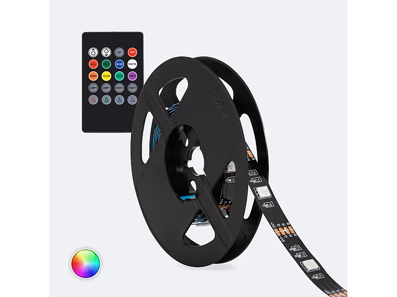 Bobina 2m Striscia LED 5V RGB 24 LED/m IP20 Kit con USB per TV RGB