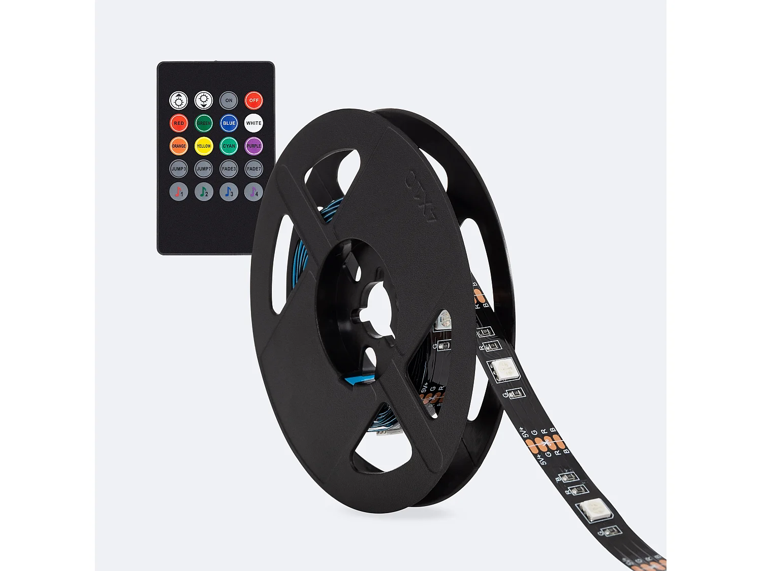 Bobina 2m Striscia LED 5V RGB 24 LED/m IP20 Kit con USB per TV RGB
