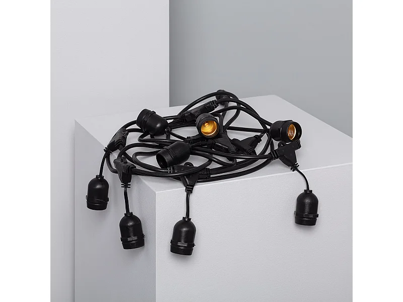 Guirlande Extérieure avec 8 Douilles E27 5.5m Noire IP65  Noir