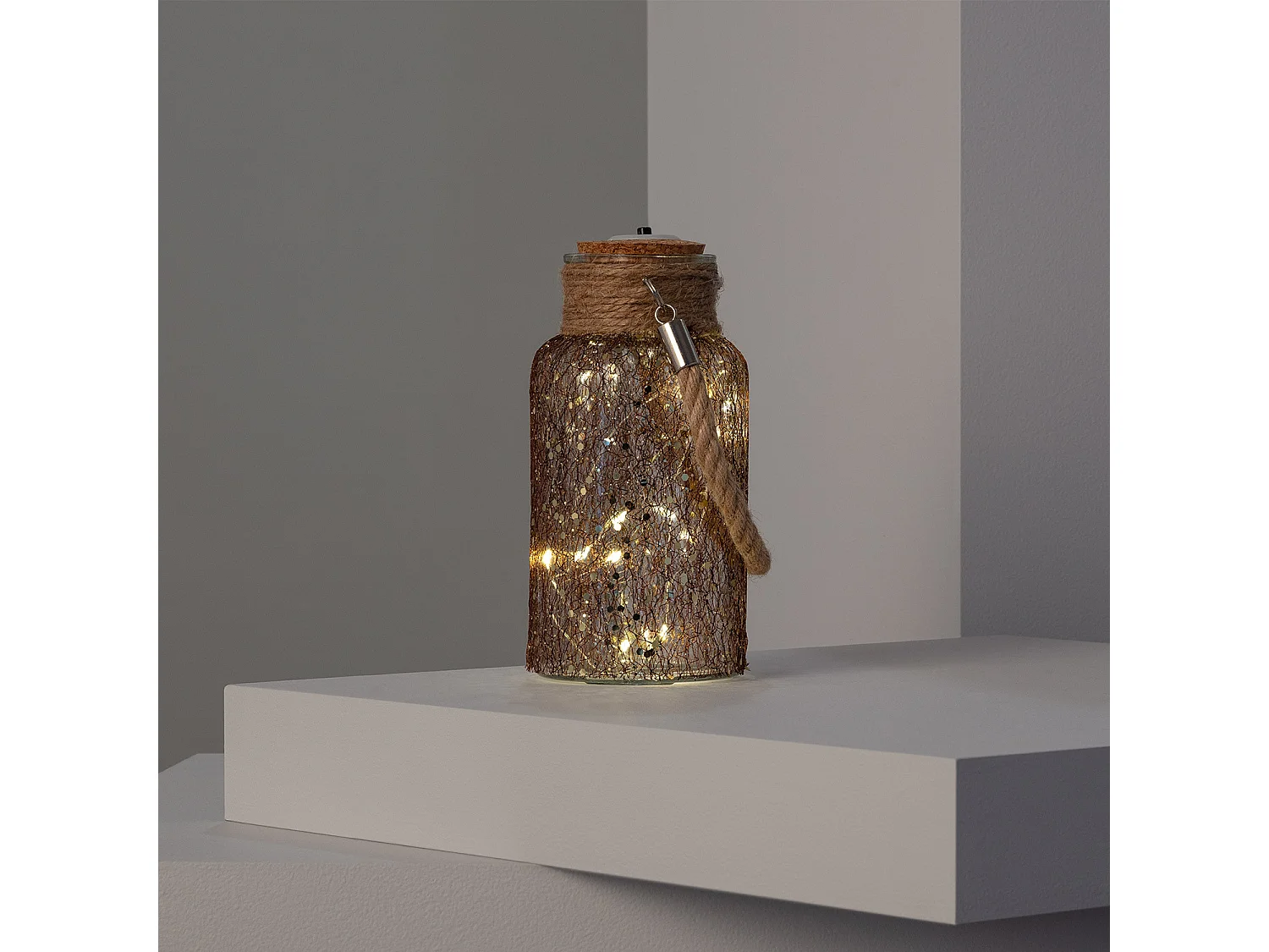 Barattolo di Vetro LED Firefly Marrone