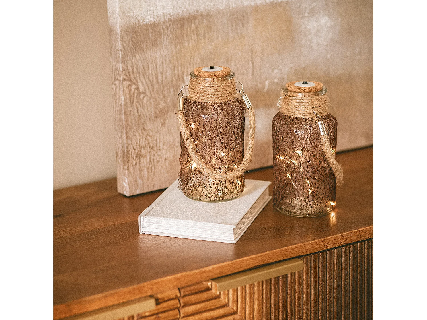 Barattolo di Vetro LED Firefly Marrone