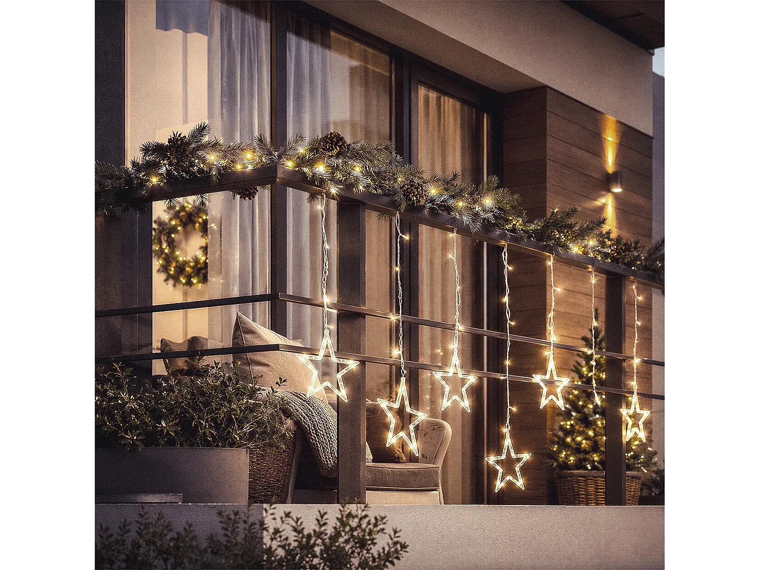 Guirnalda Exterior LED Estrella 1.2m 3000K Blanco Cálido