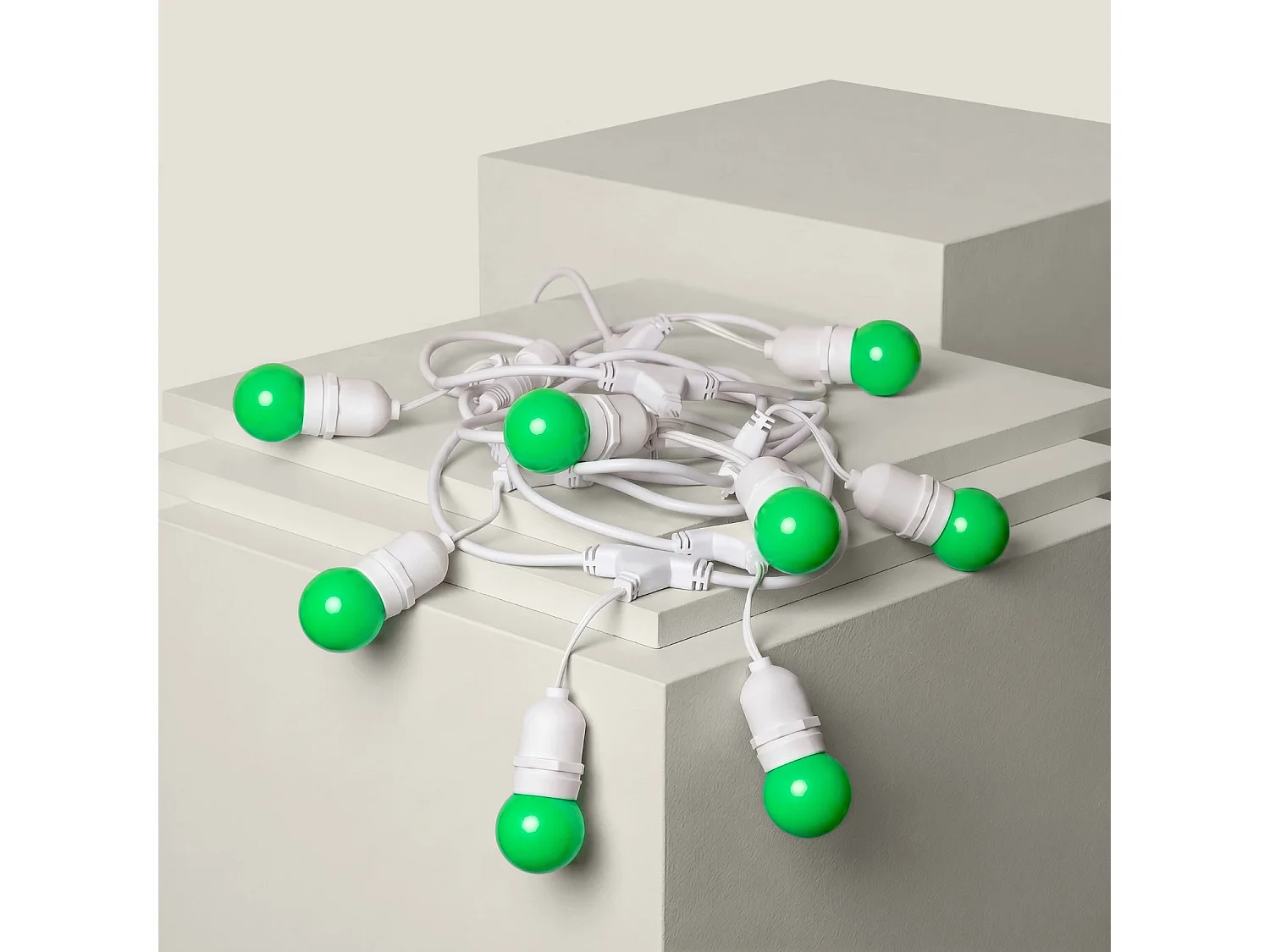 Guirnalda Exterior con Bombillas LED E27 5.5m IP65 Blanco Verde