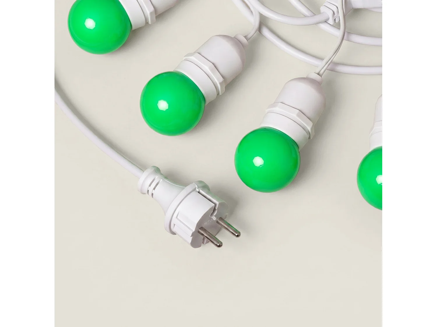 Guirnalda Exterior con Bombillas LED E27 5.5m IP65 Blanco Verde