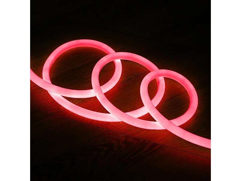 Striscia LED Neon Regolabile 220V Rosso Circolare 360 9W/m IP67 Taglio 100cm 4 m