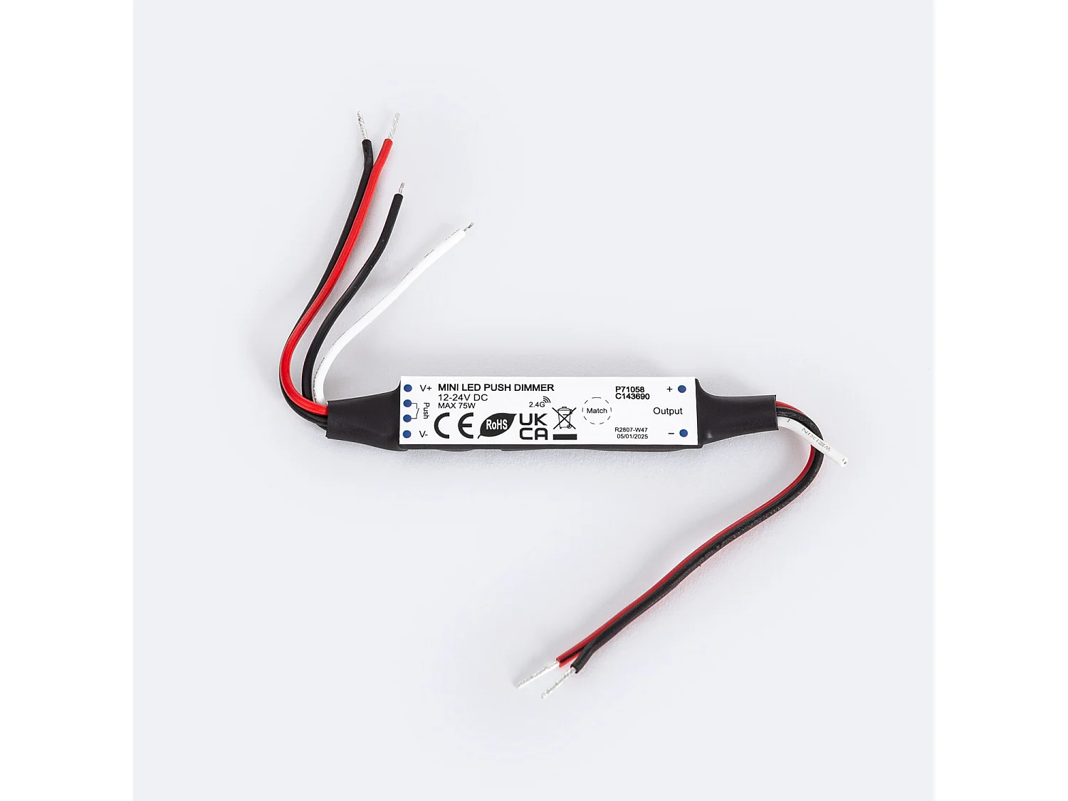 Mini Contrôleur Ruban LED Monochrome 12/24V DC compatible avec Télécommande RF et Bouton-Poussoir  Monochrome