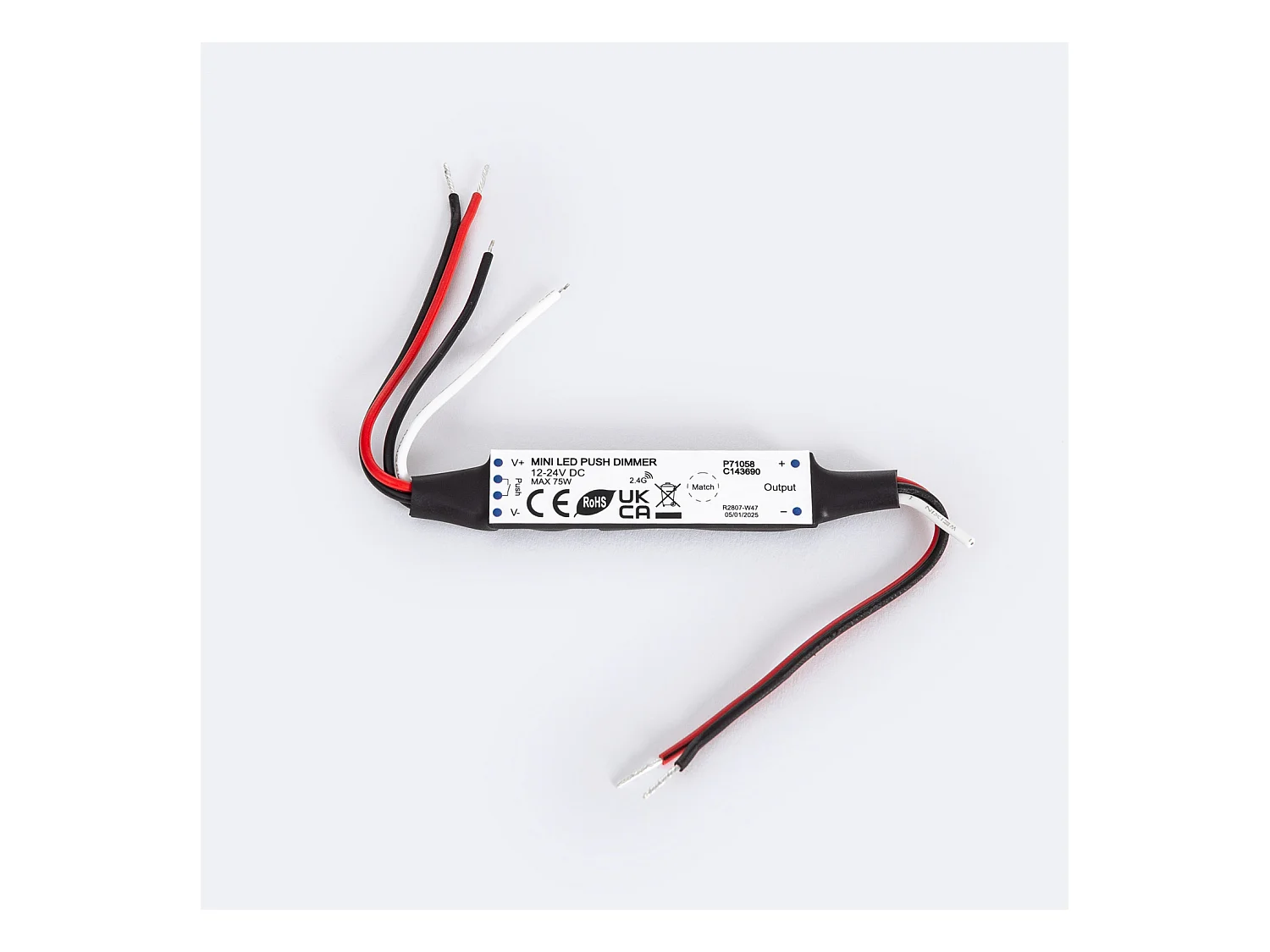 Controlador Regulador Mini Tira LED Monocolor 12/24V DC compatible con Mando RF y Pulsador Monocolor