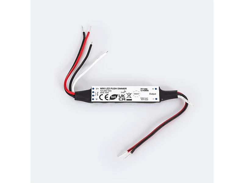 Mini Contrôleur Ruban LED Monochrome 12/24V DC compatible avec Télécommande RF et Bouton-Poussoir  Monochrome