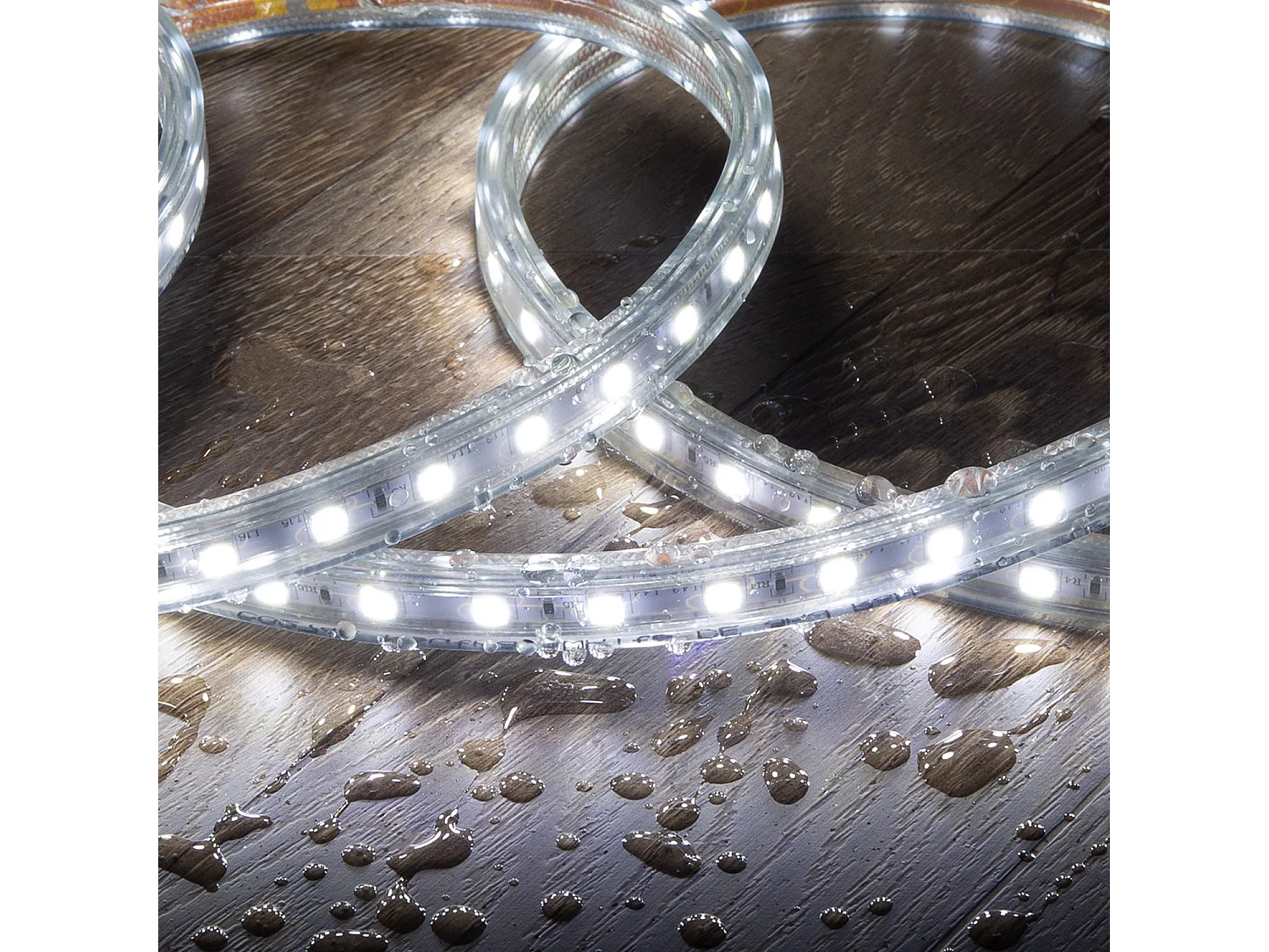 Striscia LED 220V AC 60 LED/m Bianco Freddo IP65 su Misura Larghezza 14mm Taglio ogni 100cm 13 m