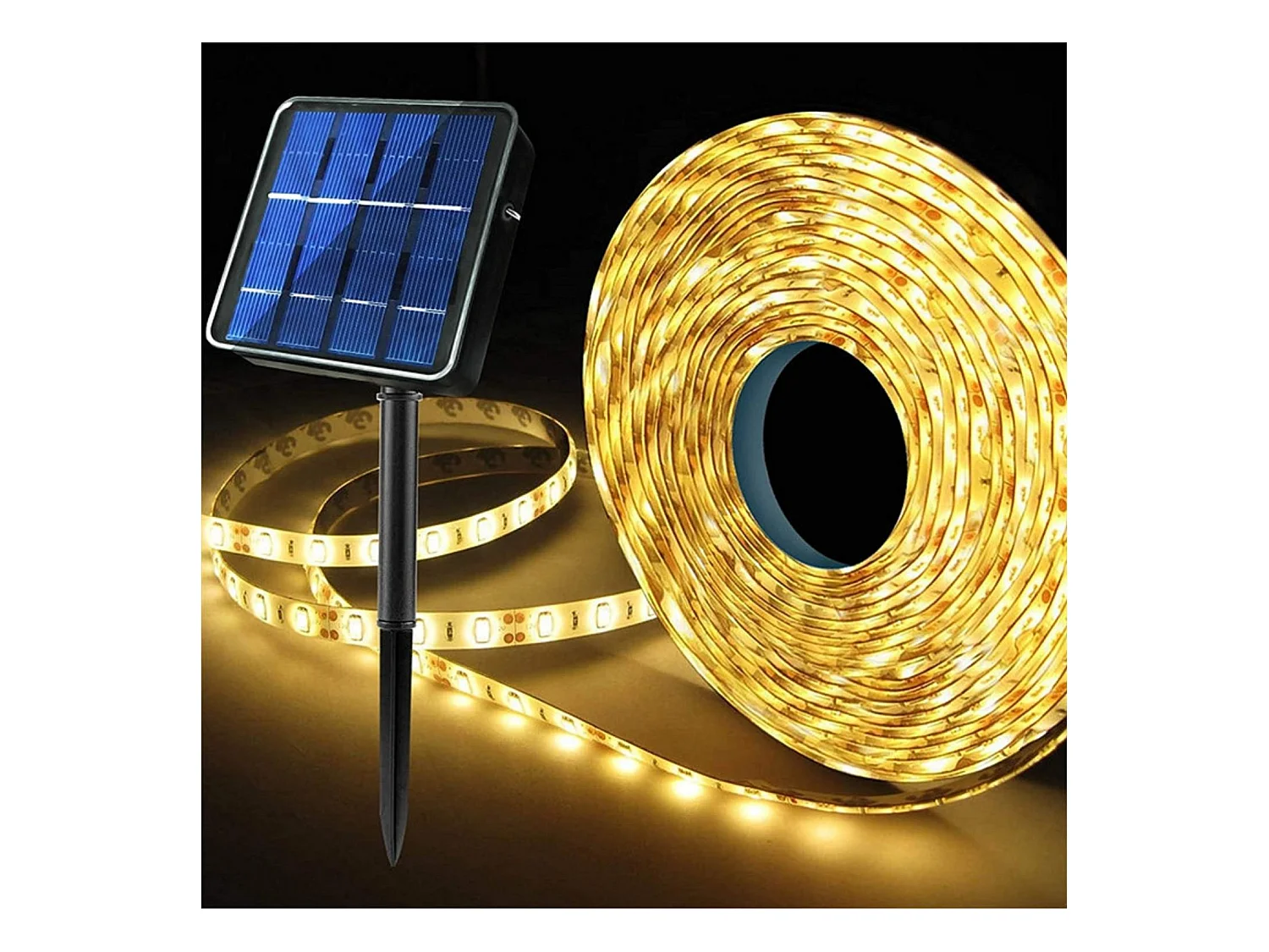 Ruban LED Extérieur Solaire 3.7V DC 30LED/m 5m IP65 Largeur 8mm coupe tous les 3cms 4000K Blanc neutre
