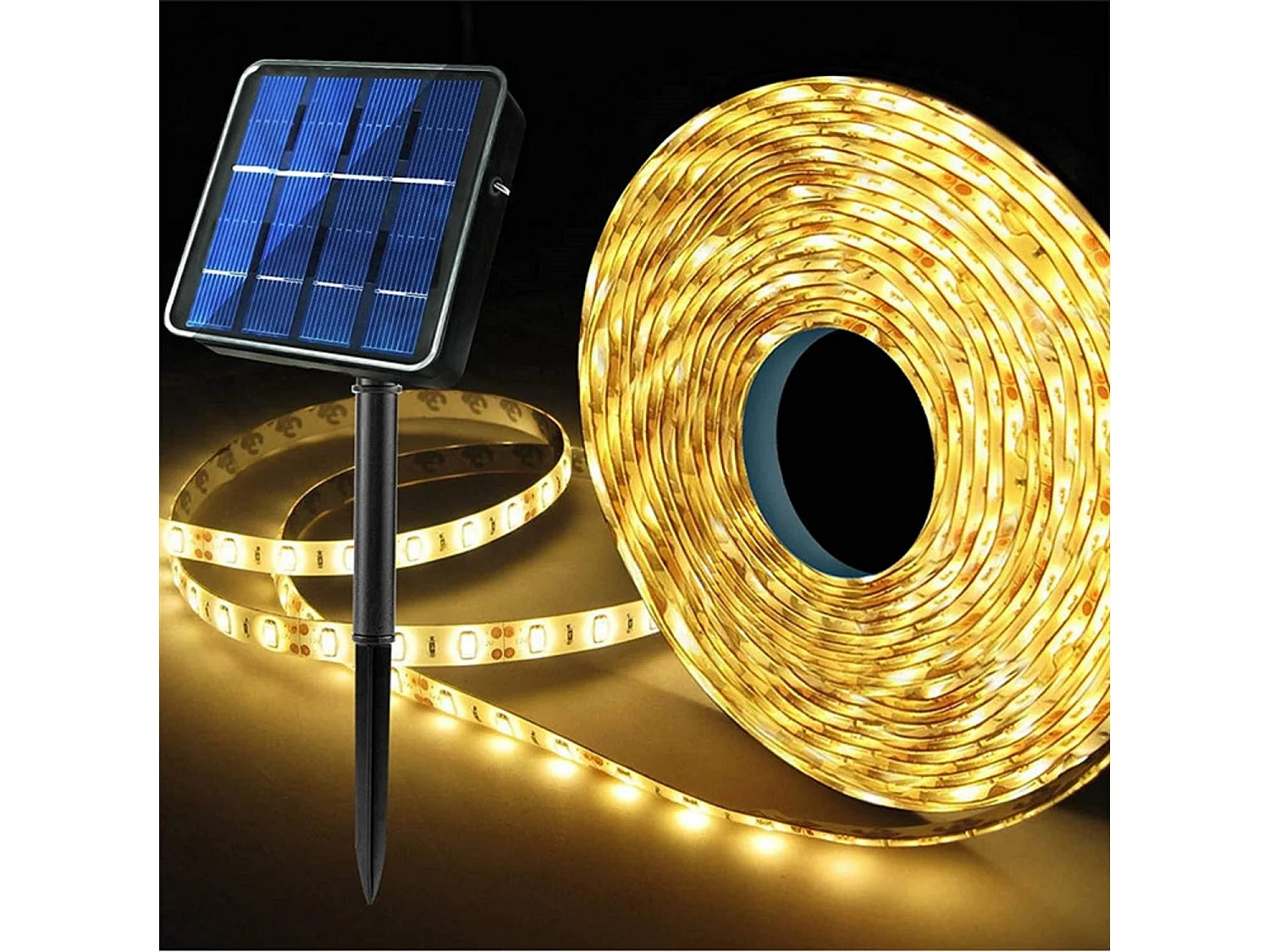 Ruban LED Extérieur Solaire 3.7V DC 30LED/m 5m IP65 Largeur 8mm coupe tous les 3cms 4000K Blanc neutre