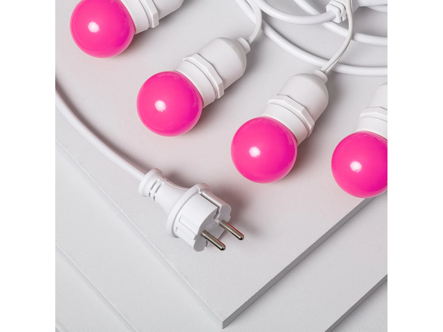 Guirnalda Exterior con Bombillas LED E27 5.5m IP65 Blanco Rosa