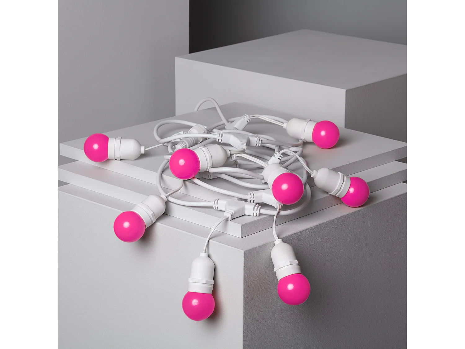 Guirnalda Exterior con Bombillas LED E27 5.5m IP65 Blanco Rosa