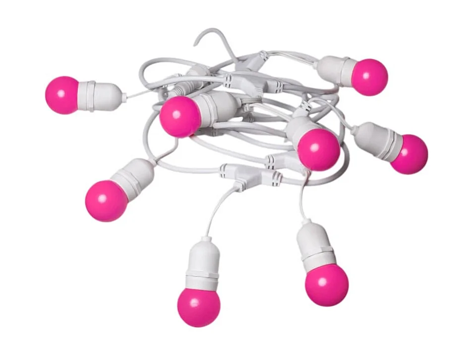 Guirnalda Exterior con Bombillas LED E27 5.5m IP65 Blanco Rosa