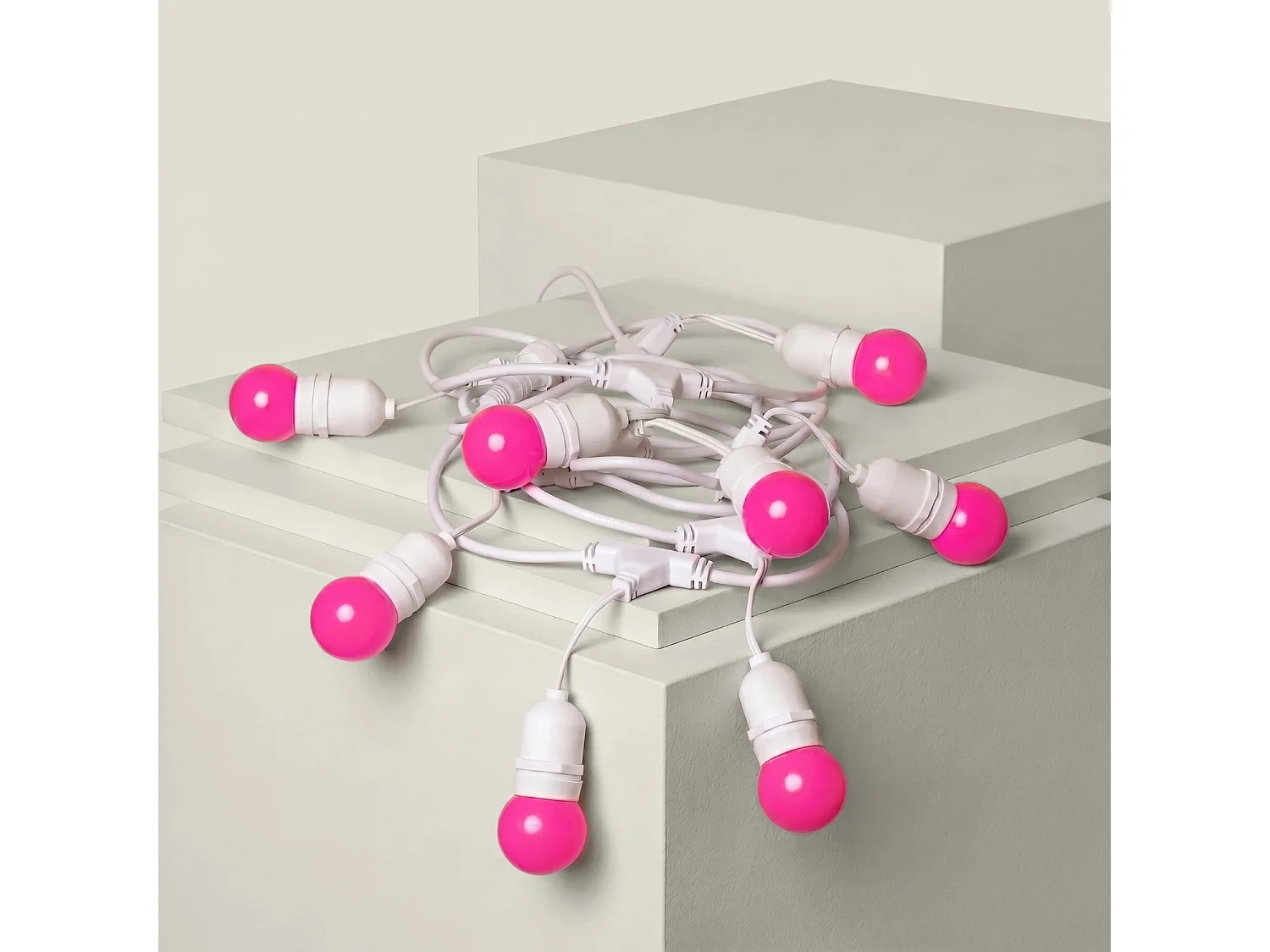 Guirnalda Exterior con Bombillas LED E27 5.5m IP65 Blanco Rosa