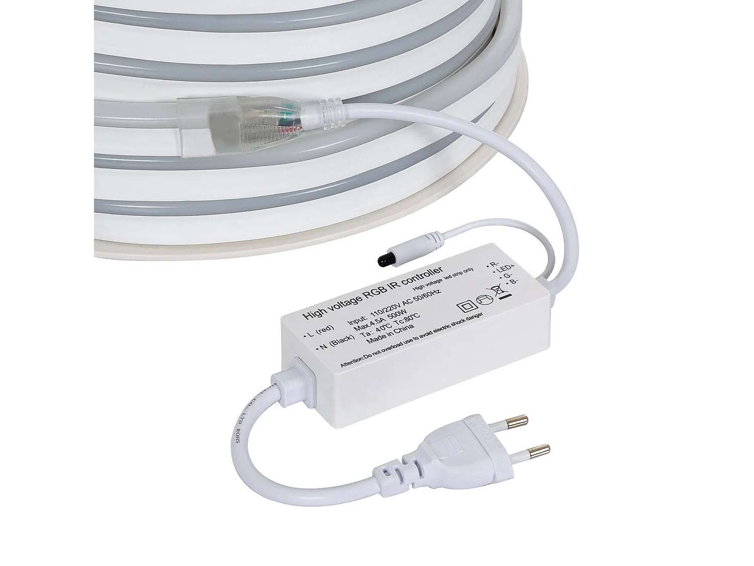 Bobina 50m Striscia LED Neon Regolabile 220V RGB Semicircolare 180 9W/m IP67 Taglio 100cm RGB