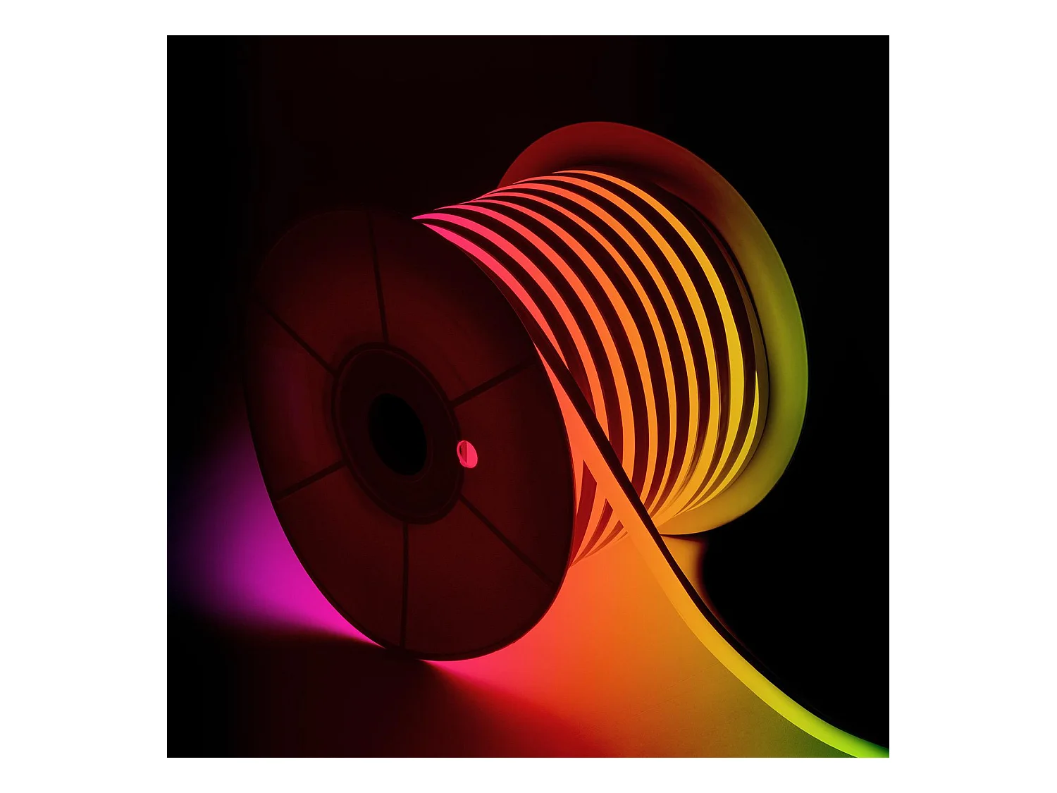 Ruban LED Néon Dimmable 220V BOBINE 50m RGB Semi-Circulaire 180 9W/m Coupe 100cm IP67 RGB