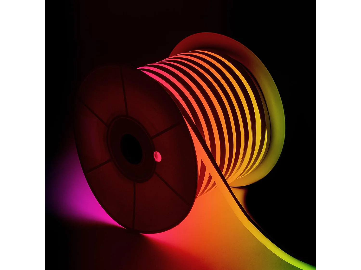 Ruban LED Néon Dimmable 220V BOBINE 50m RGB Semi-Circulaire 180 9W/m Coupe 100cm IP67 RGB