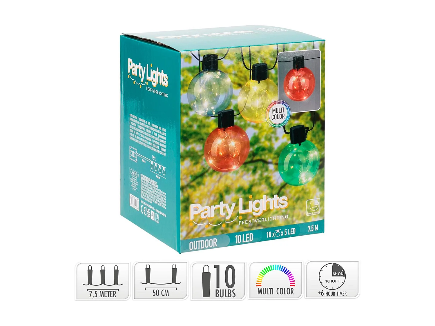Guirlande Extérieure LED RGB de 10 Ampoules Jarli 7.5m RGB