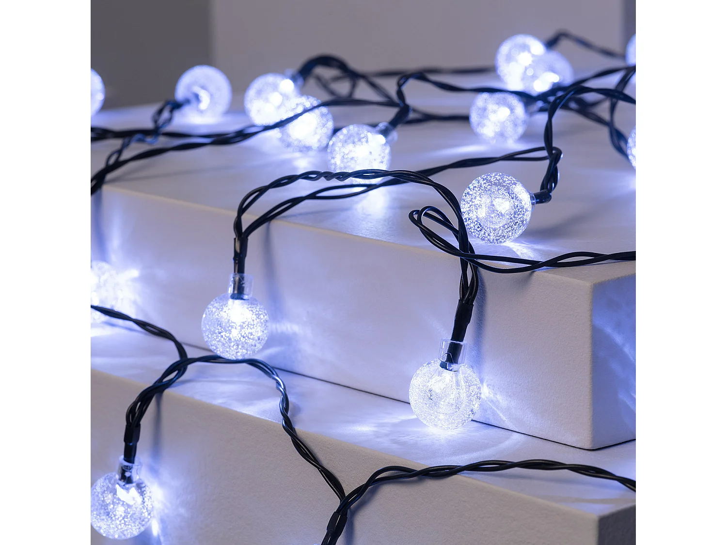 Guirlande LED Extérieure Solaire 30 Boules 5m 5000K Blanc froid