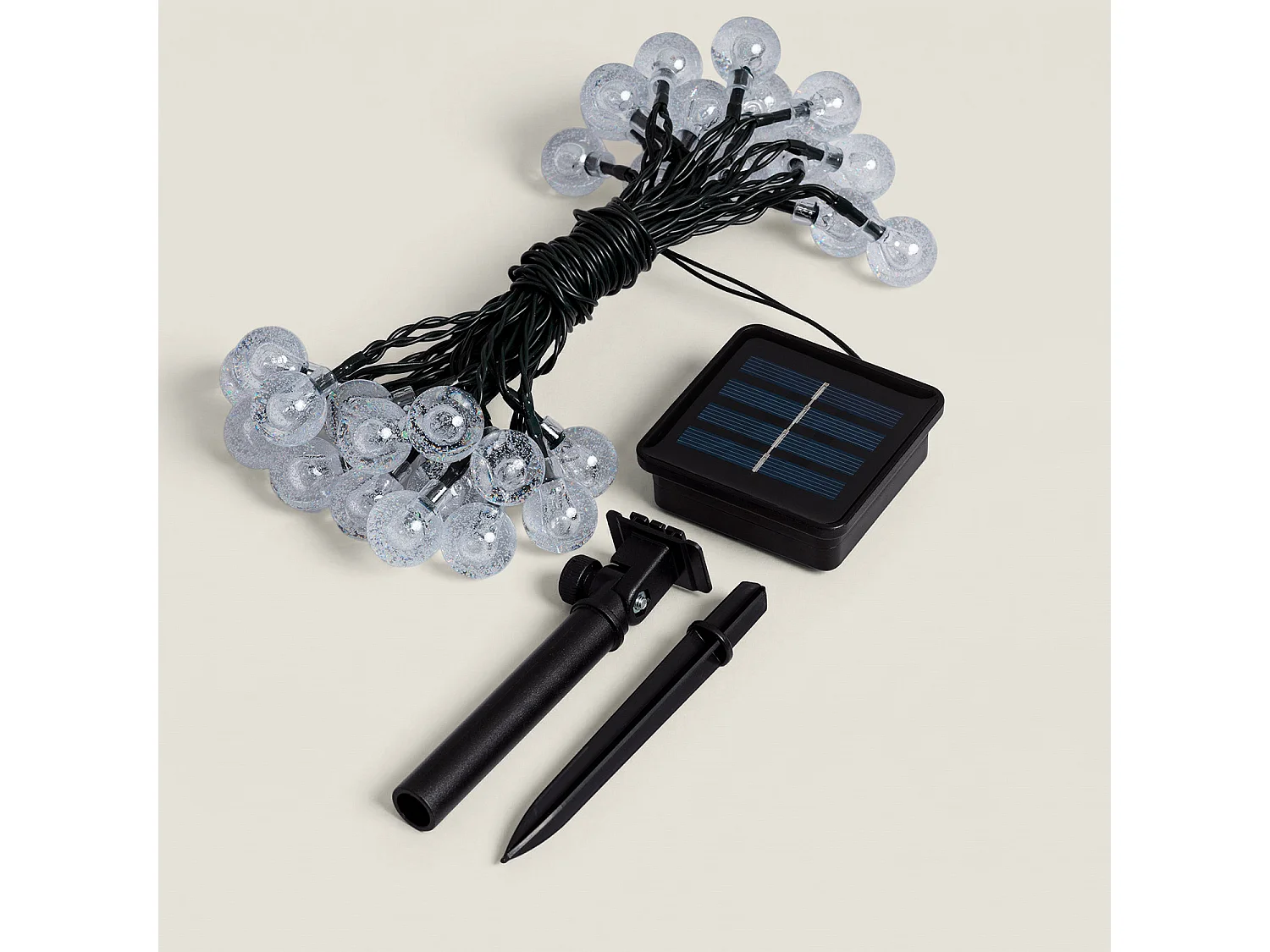 Guirnalda Solar Exterior 30 Bolas LED 5m 5000K Blanco Frío
