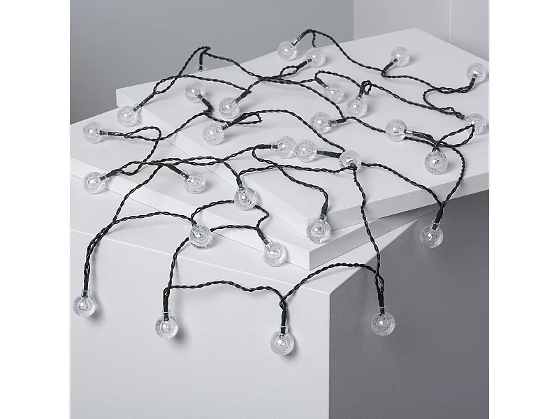 Ghirlanda LED Solare per Esterni 30 Sfere 5m 5000K Bianco Freddo