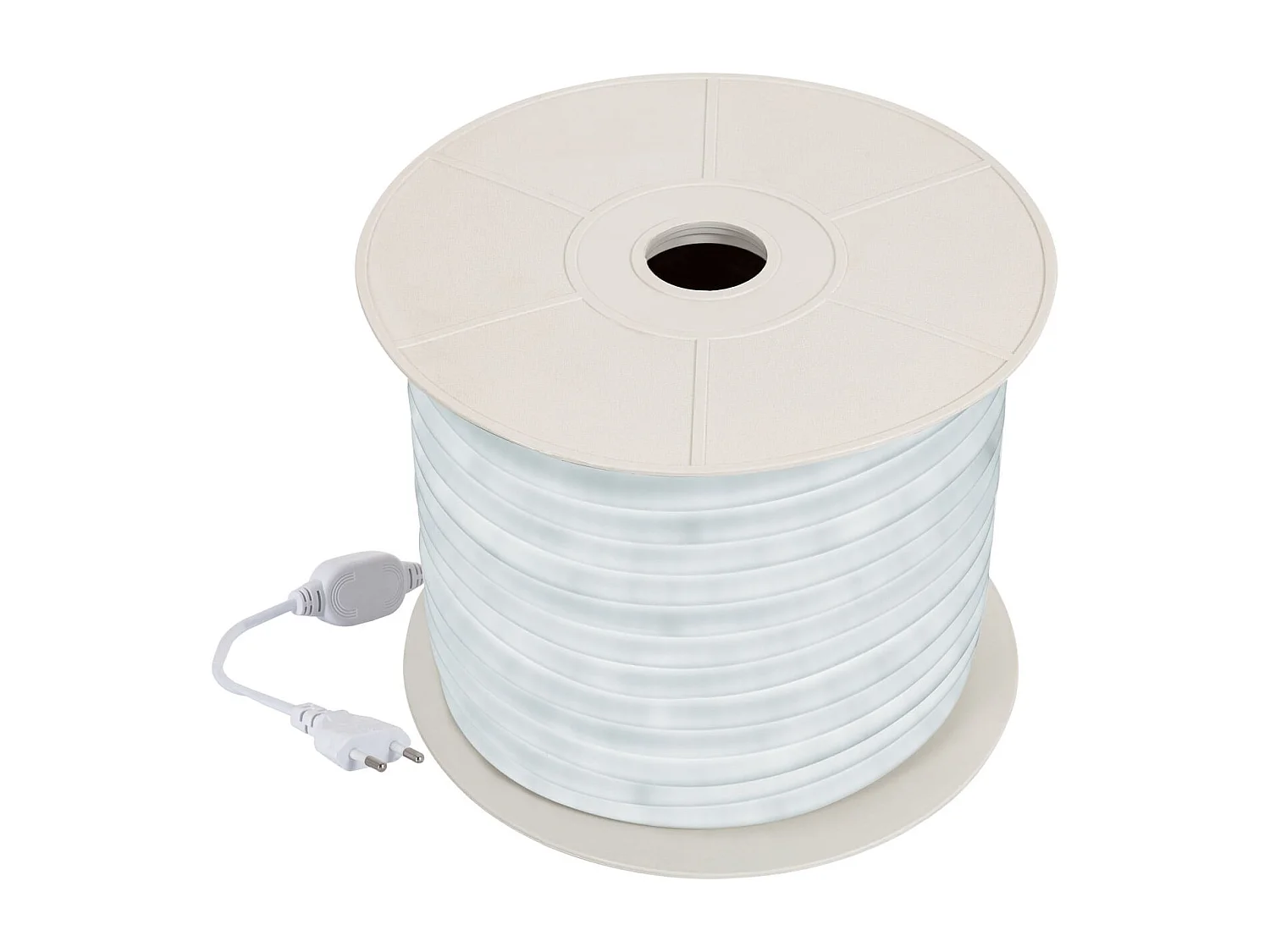 Bobina 50m Striscia LED Neon Regolabile 220V Bianco Freddo Circolare 360 9W/m IP67 Taglio 100cm Bianco Freddo