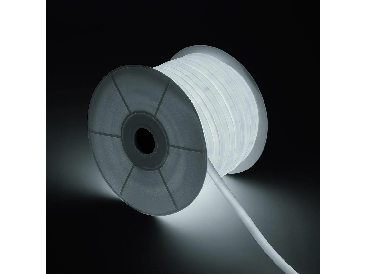 Bobina 50m Striscia LED Neon Regolabile 220V Bianco Freddo Circolare 360 9W/m IP67 Taglio 100cm Bianco Freddo