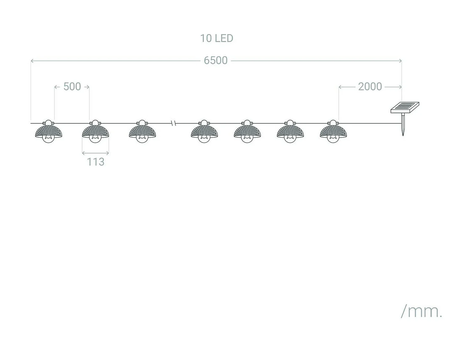 Ghirlanda Solare per Esterni LED per Lampadine Kodos 6,5 m 3000K Bianco Caldo