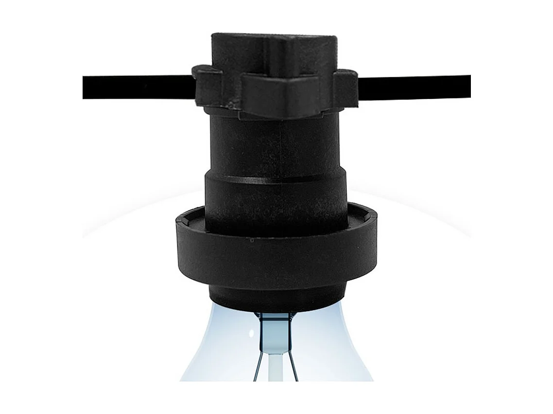 Guirnaldas para Exterior IP44 Cable Eléctrico Plano con Portalámparas E27 a Medida Negro 50 m