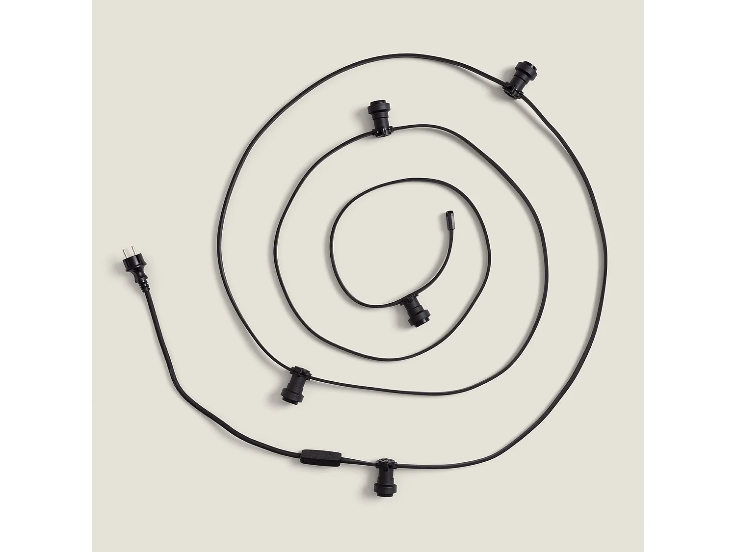 Guirnaldas para Exterior IP44 Cable Eléctrico Plano con Portalámparas E27 a Medida Negro 50 m