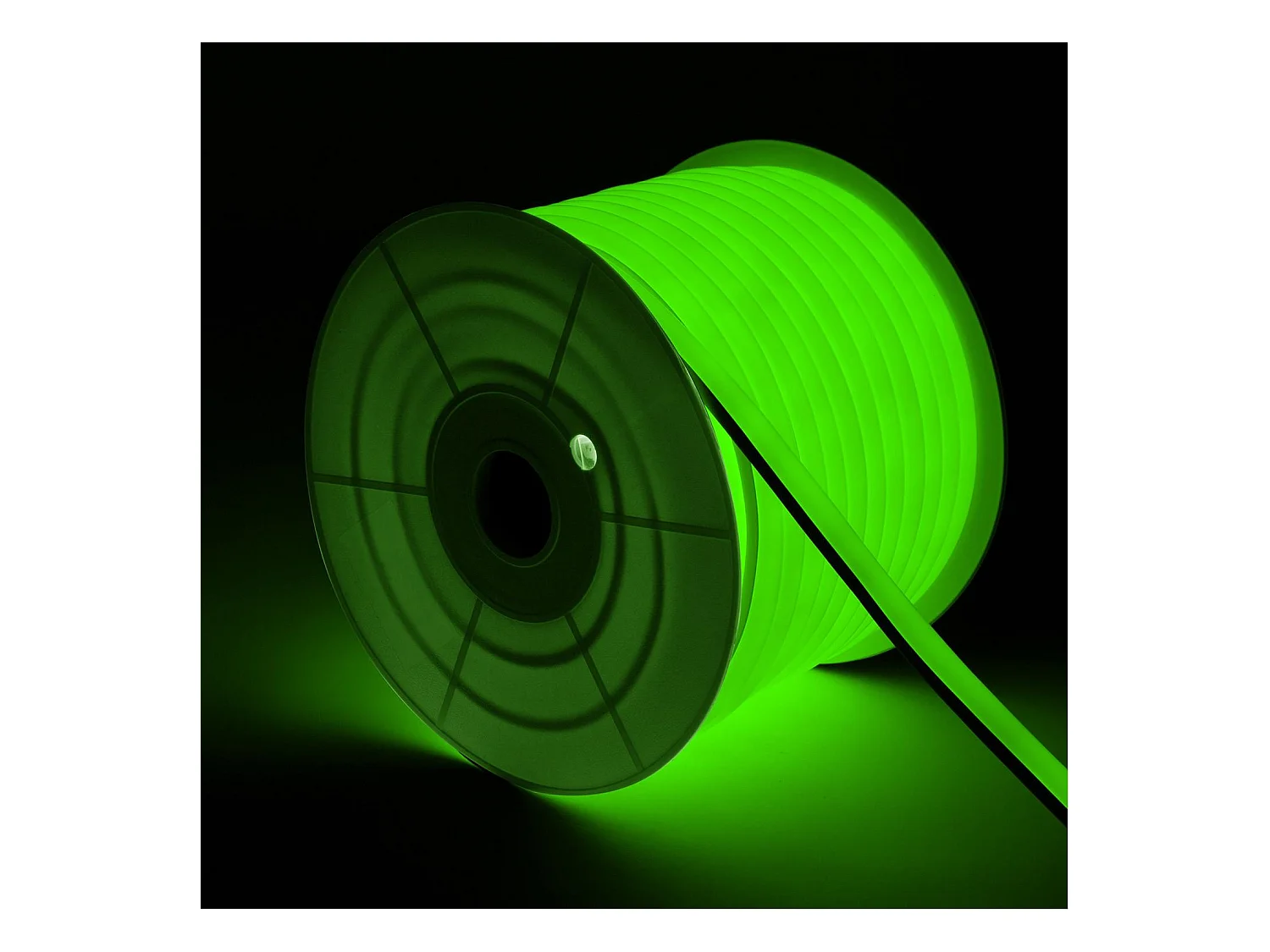 Ruban LED Néon Dimmable 220V BOBINE 50m Vert Semi-Circulaire 180 7.5W/m Coupe 100cm IP67 Vert