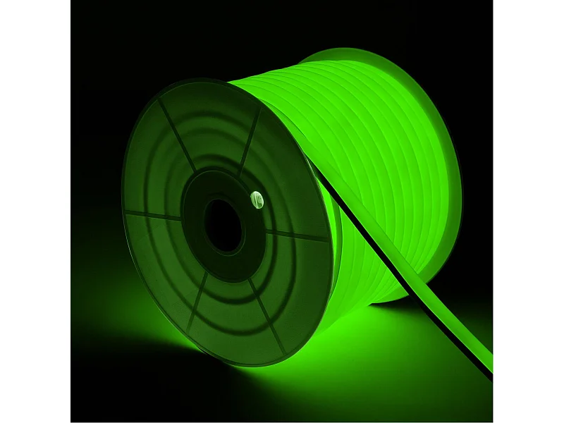 Ruban LED Néon Dimmable 220V BOBINE 50m Vert Semi-Circulaire 180 7.5W/m Coupe 100cm IP67 Vert