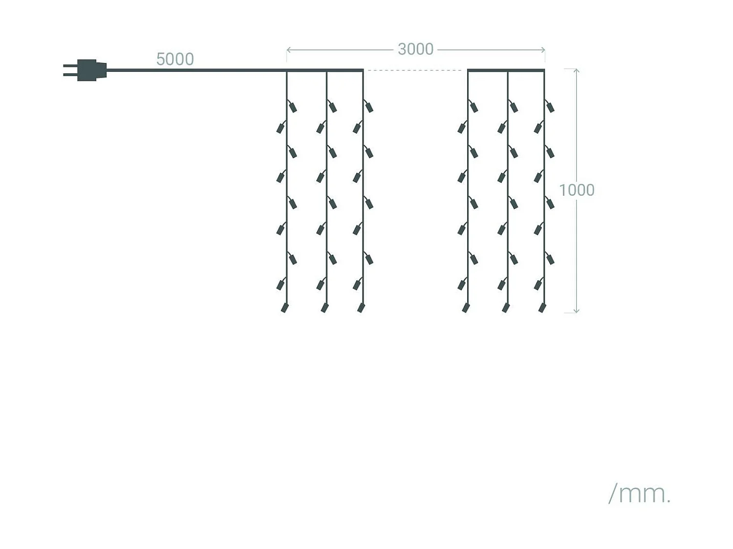 Tenda di Ghirlanda LED 3m Short Nera 3000K Bianco Caldo
