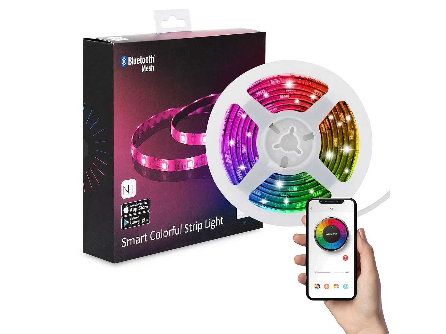 Tira LED RGB Control por Smartphone Bluetooth 30 LED/m 2m KIT con Fuente de Alimentación RGBW