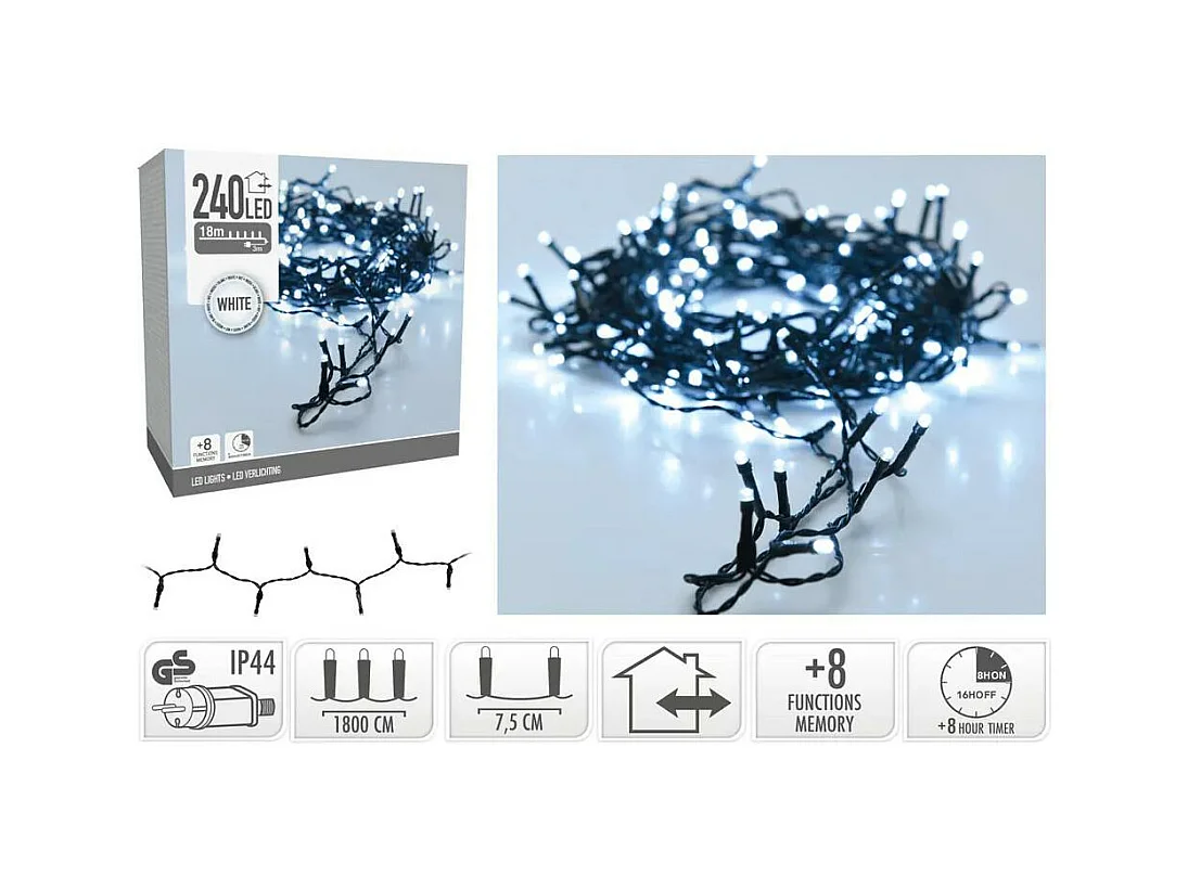 Guirlande LED Extérieure Câble Noir Blanc Froid 18 m 5000K Blanc froid