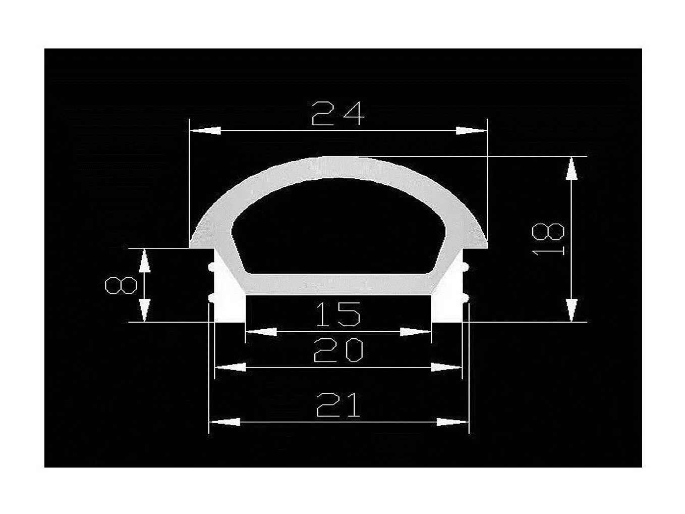 Perfil Neón SFLEX 24x18 Superficie Semicircular Curva Vertical para Tira LED IP20 hasta 15 mm 50 m